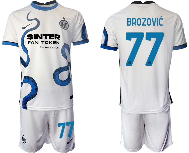 Men 2021-2022 Club Inter Milan away white #77 Soccer Jersey->borussia dortmund jersey->Soccer Club Jersey